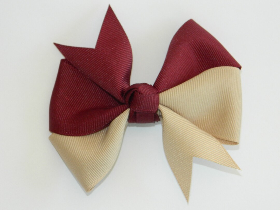 Burgundy & Lt Khaki Split Pinwheel Hair Bow School Uniform Etsy