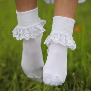 Ivory Fancy Lace Socks - Girl's Dress Socks, Ivory Dress Lace Socks, Ivory Communion Socks, Girl's Special Occasion Socks, Girl's Lace Socks