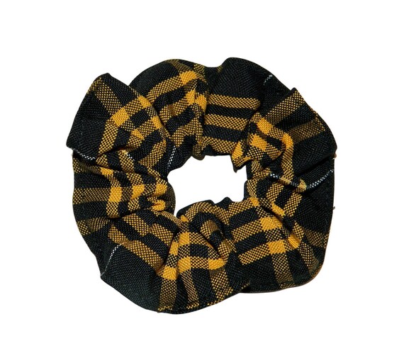 Elegant Black and Tan Plaid Hair Scrunchie Amazon.com : Checkered Plaid Hair Scrunchies Black White  main image 4