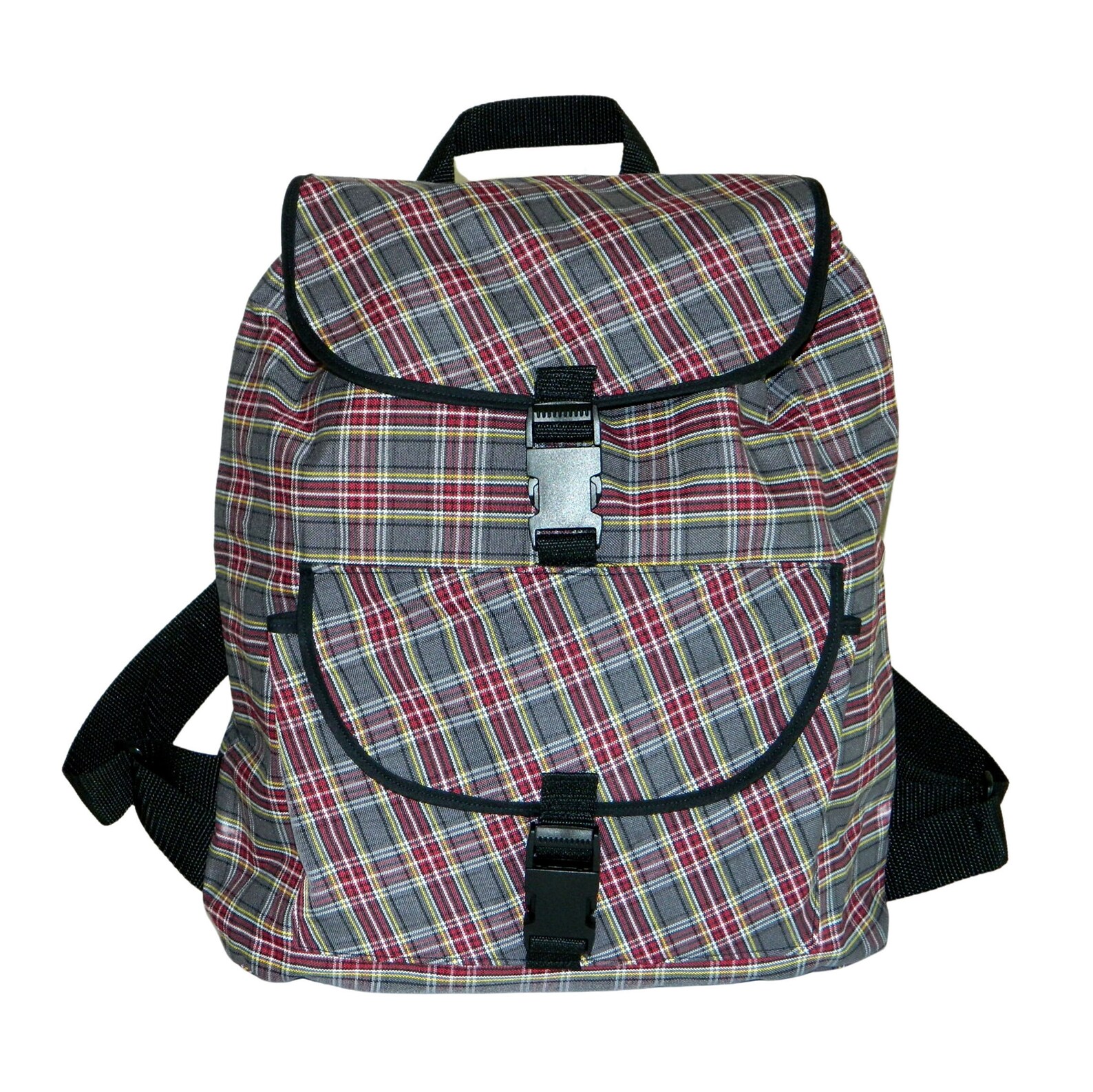 Burgundy Gray & Yellow Plaid Backpack Plaid 43 School Etsy
