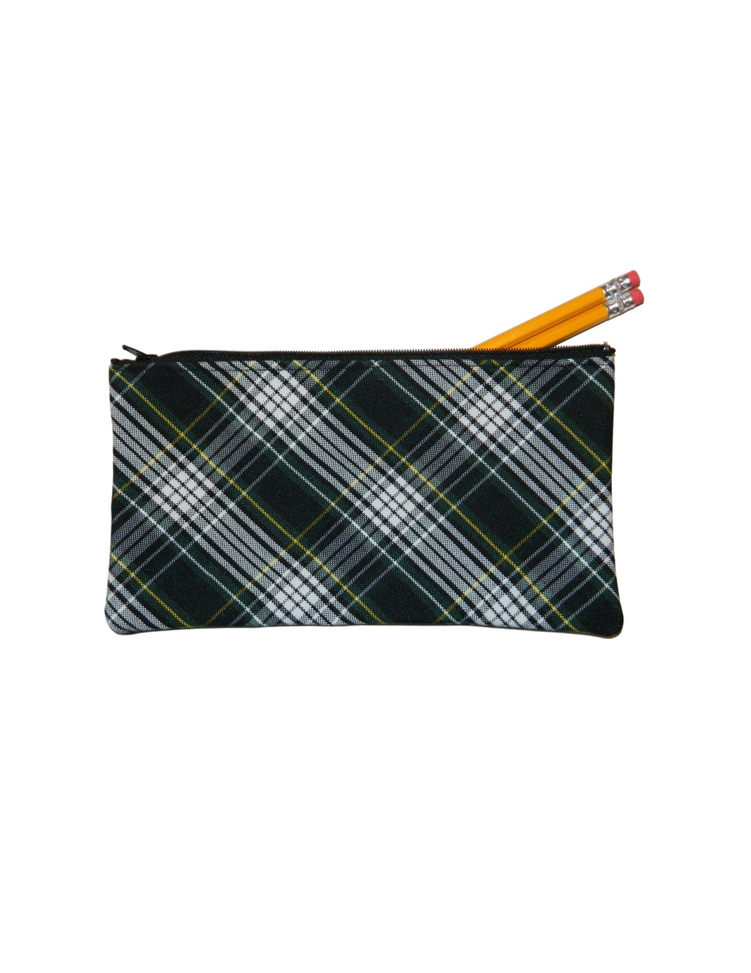 Forest Navy White & Yellow Plaid Pencil Case School Etsy