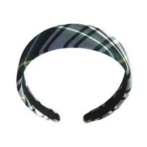 Navy, Forest, White, & Yellow 1.5&quot; Plaid Headband - School Uniform Headbands, Plaid Headbands, Uniform Plaid 35, School Plaid 35, Plaid 35