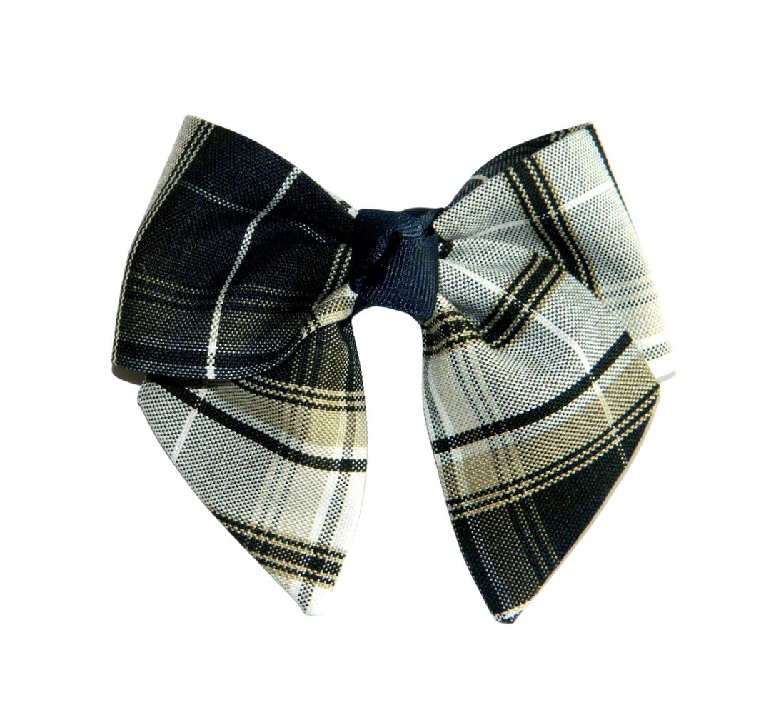 Navy & Khaki Plaid Hair Bow School Uniform Hair Bows Khaki Etsy UK