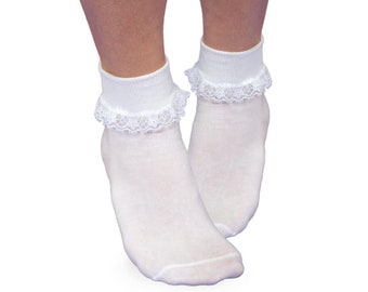 White Lace Socks - Girl's Dress Socks, White Lace Socks, Lace Socks, Christening Socks, Communion Socks, Special Occasion, Girl's Lace Socks