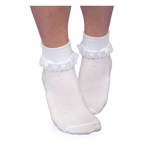 White Lace Socks - Girl's Dress Socks, White Lace Socks, Lace Socks, Christening Socks, Communion Socks, Special Occasion, Girl's Lace Socks