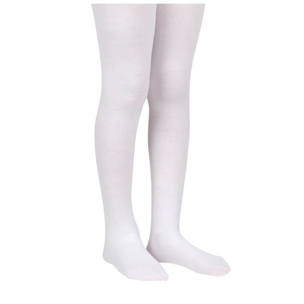 Girl's White Pima Cotton Tights - School Uniform Tights, Girl's Uniform Tights, Girl's Tights, White Tights, Uniform Tights, Infant Tights