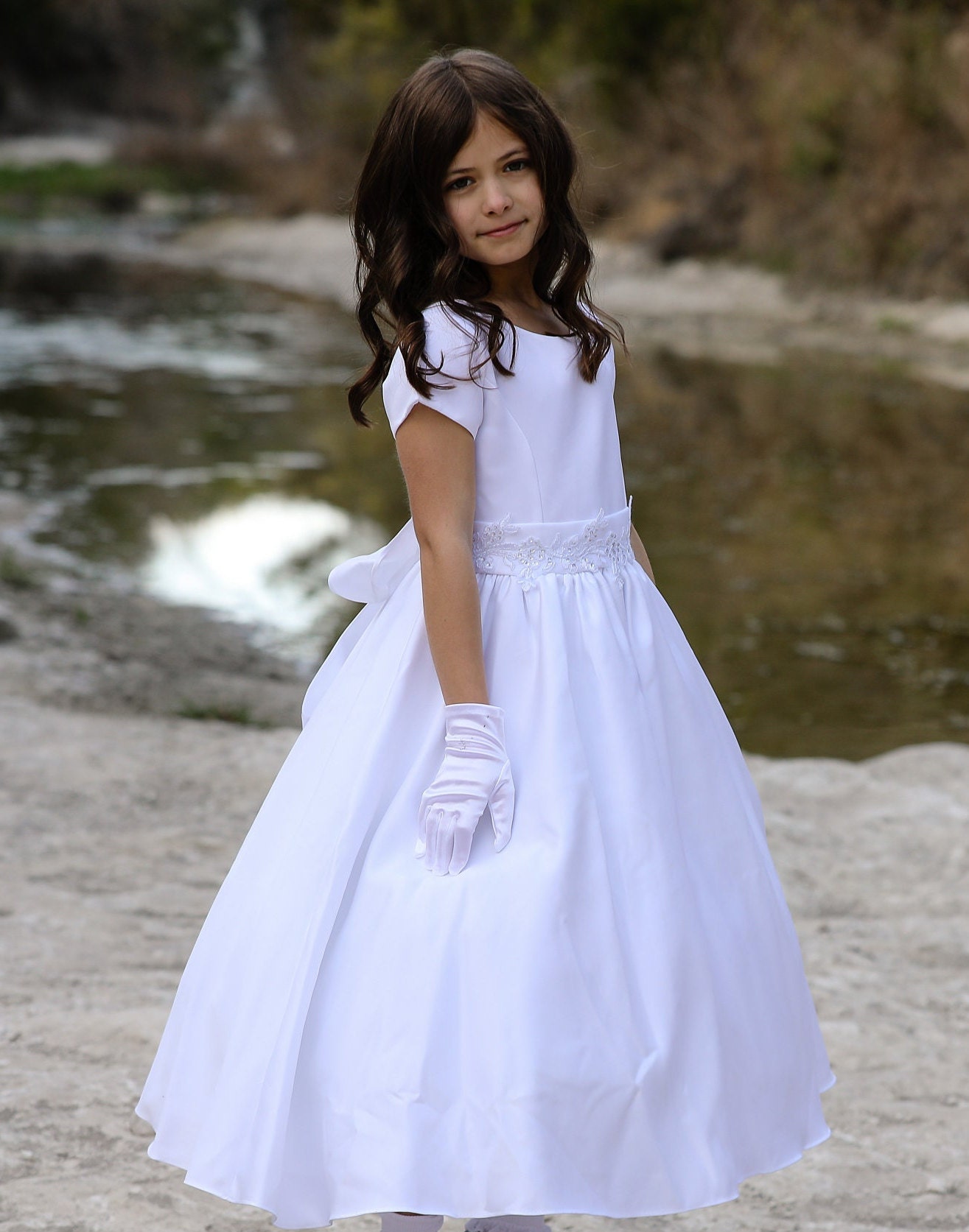 Kleding Meisjeskleding Babykleding voor meisjes Kledingsets Stunning White Satin Christening & Baptism Gown Willow 