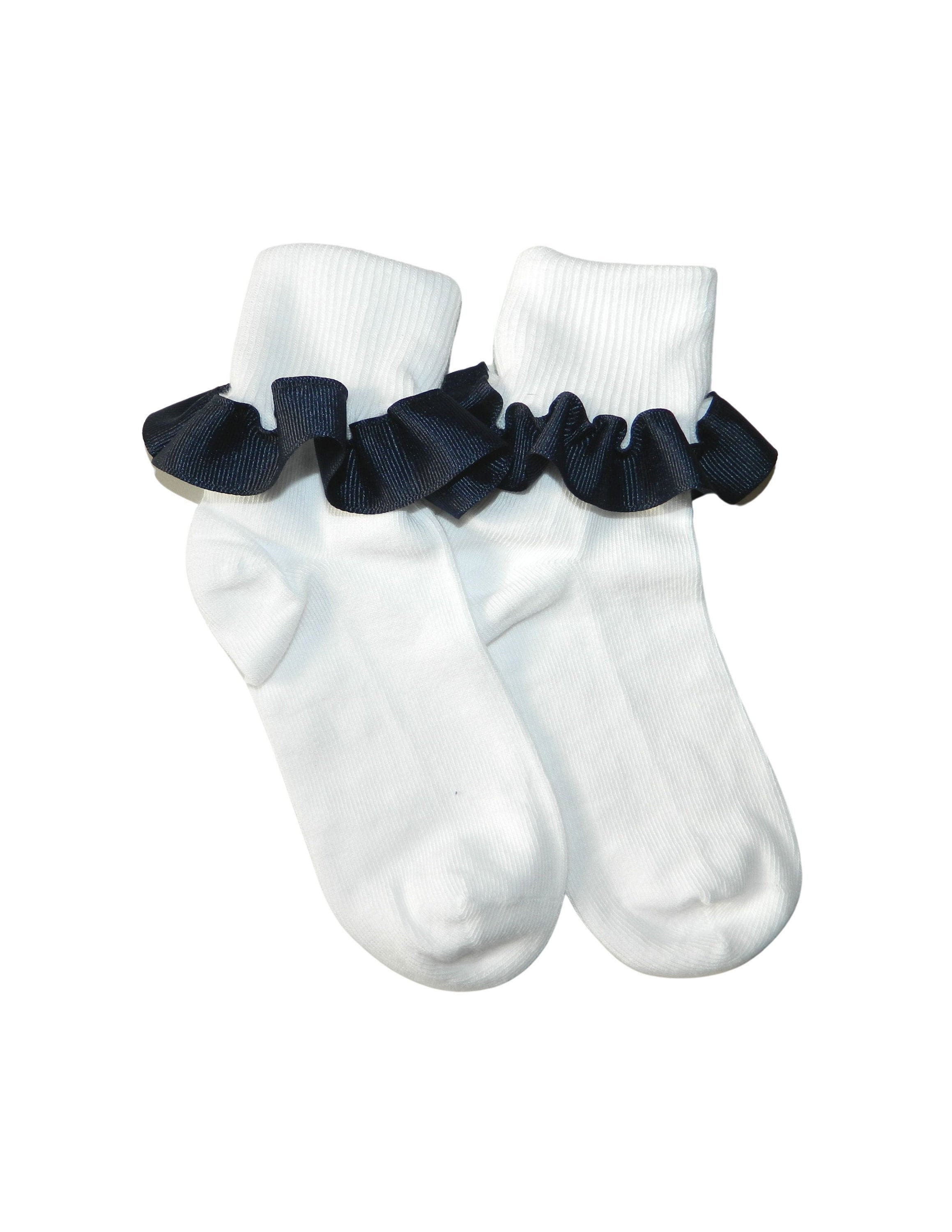 navy frilly ankle socks