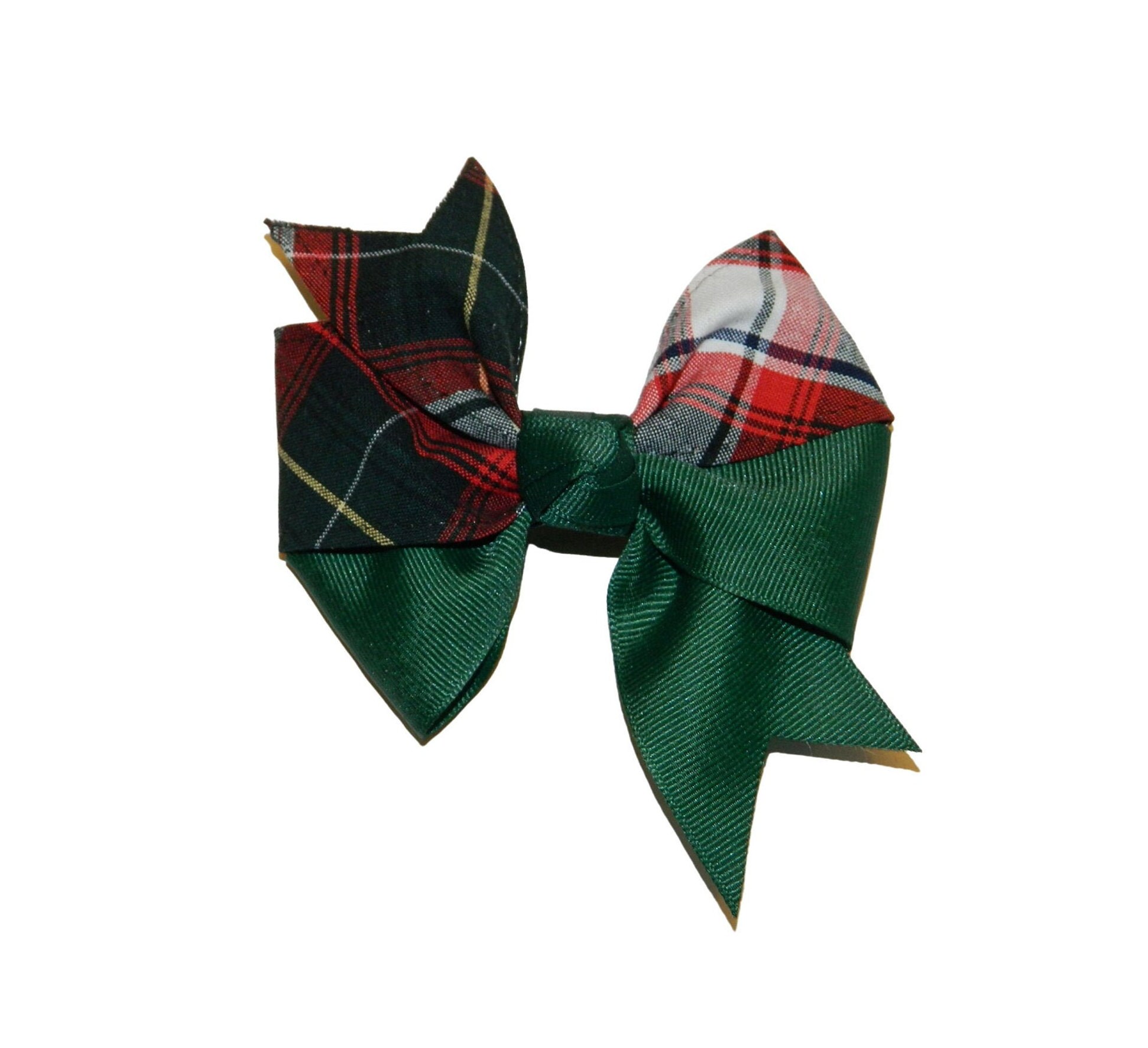 Green White & Red Plaid Split Pinwheel Hair Bow School Etsy UK