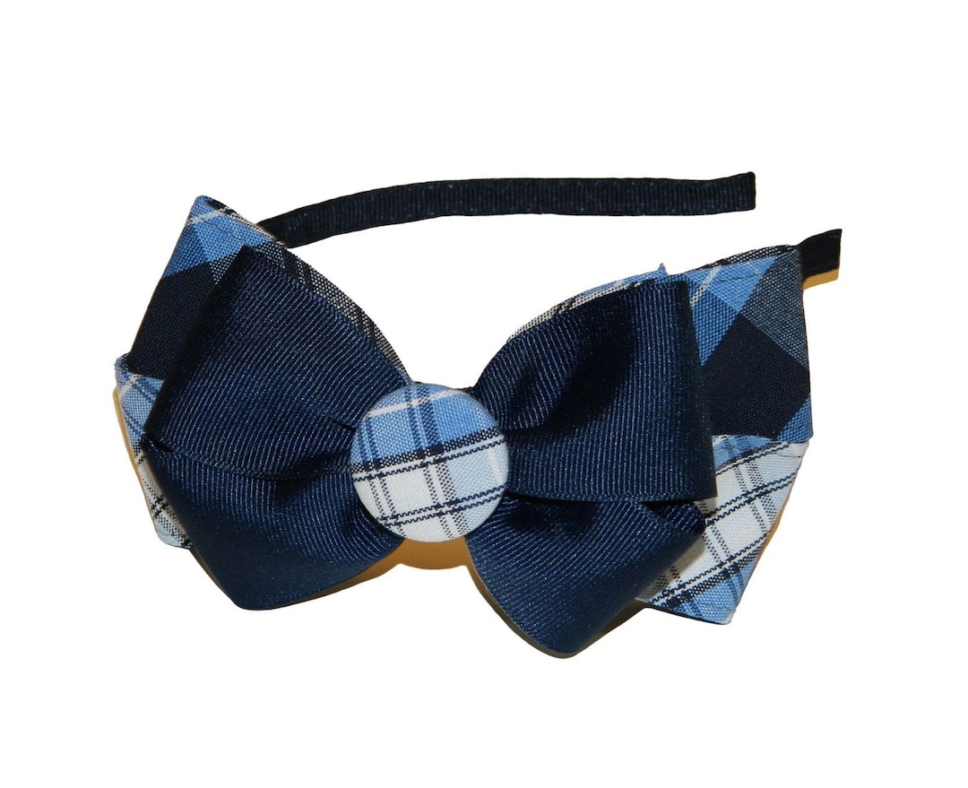 Bow Head Bands - 2 Pack - Blue Stripe & White Blue Elephant main image 0