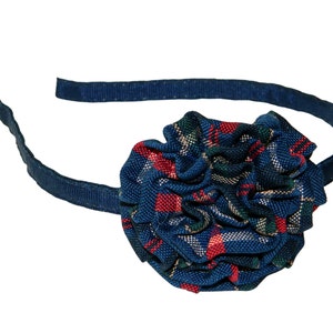 Navy, Red & Tan Plaid Rosette Headband - School Uniform Headbands, Plaid Headbands, Uniform Headbands, Wilson Plaid, Plaid 93, School Plaid