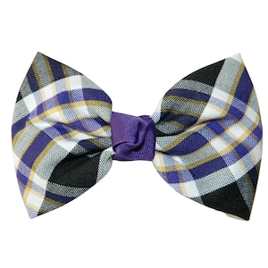 Purple, White & Black Plaid Kennedy Hair Bow - School Uniform Hair Bow, Purple Plaid, Plaid Hair Bows, Purple Plaid Hair Bow, Plymouth Plaid