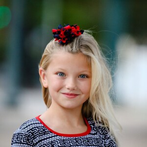 Navy & Red Korker Hair Bow - School Uniform Hair Bow, Navy School Uniform Hair Bow, Uniform Hair Bow, Uniform Headband, Korkers, School Bows