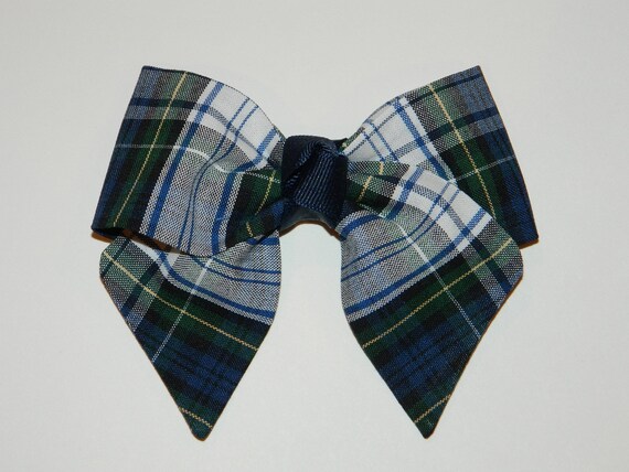 2 Packs Of Forest GreenWith Stripe hair bow Clips//hair Accesories//School Uniform