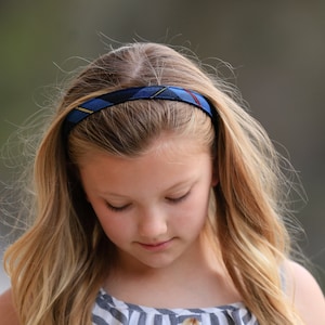 Navy, Red & Yellow Plaid Thin Headband - School Uniform Headband, Plaid, Plaid Headband, School Plaid, Uniform Headband, Uniform Plaid 41