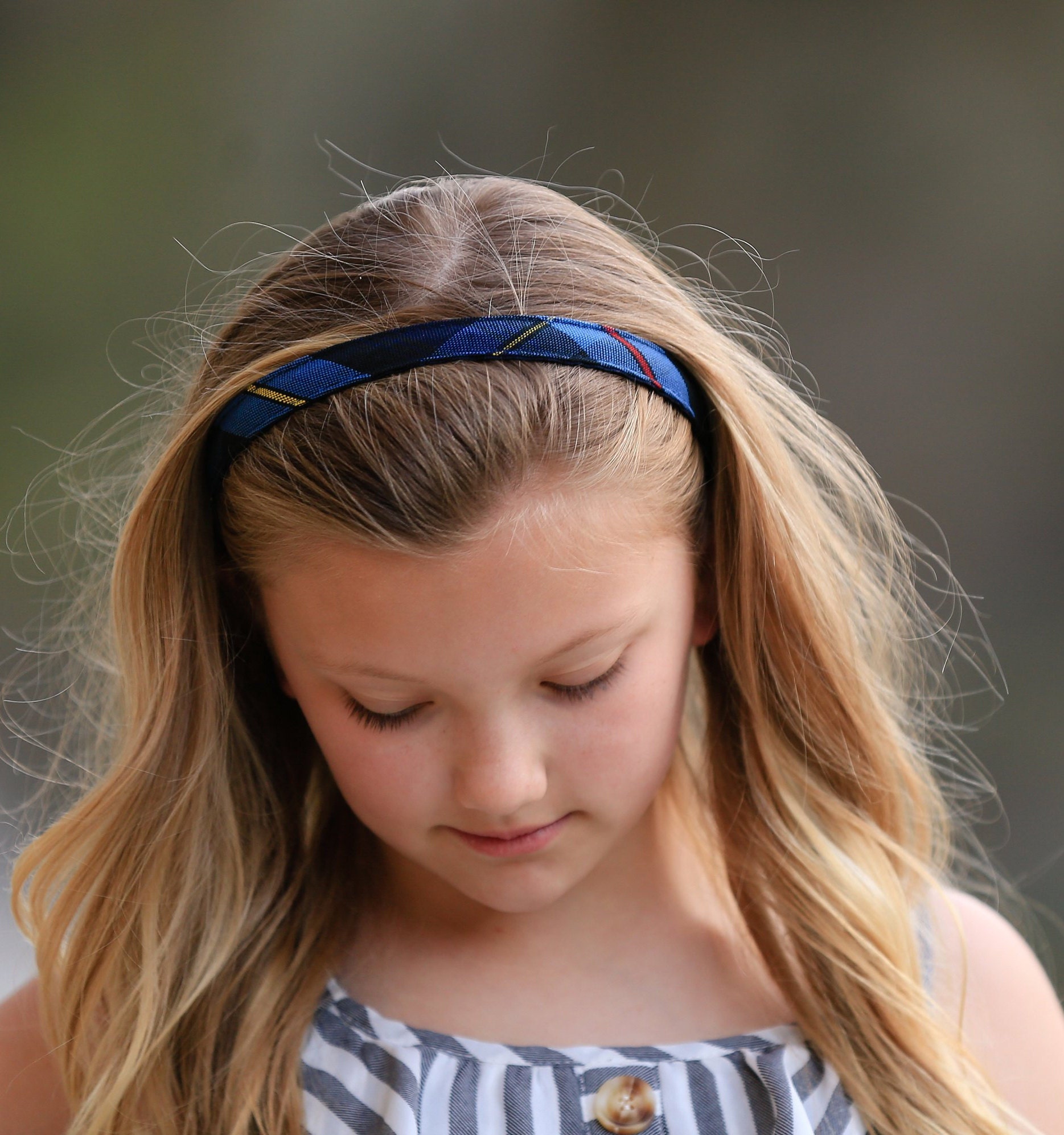 Navy, Red & Yellow Plaid Thin Headband - School Uniform Headband, Plaid, Plaid Headband, School Plaid, Uniform Headband, Uniform Plaid 41