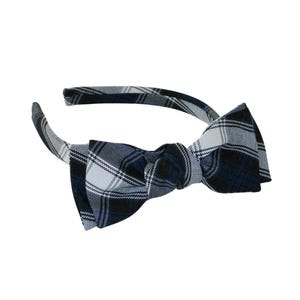 Navy & White Plaid 64 Lena Headband - School Uniform Plaid Headbands, Navy and White Plaid, School Plaid Headband, School Plaid 64, Plaid 64