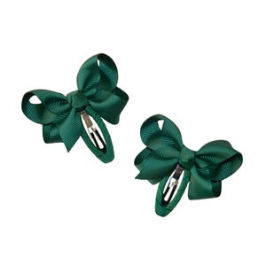 Forest Green Cindy Bows - School Uniform Hair Bows, Hunter Green Hair Bows, Small Hunter Green Bows, Small Dark Green Hair Bows, Green Bows
