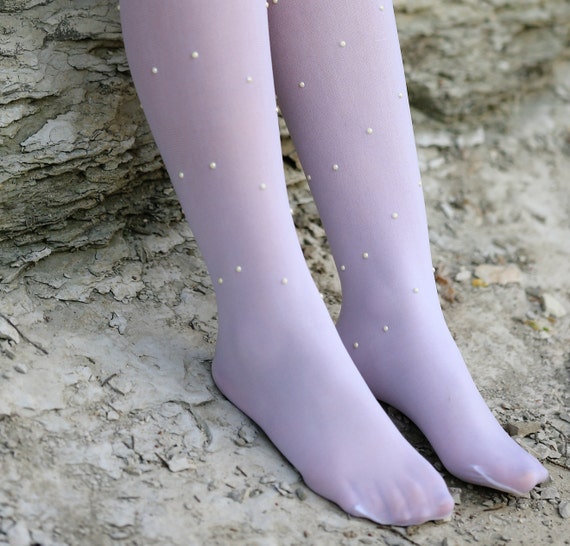 Girl's White or Ivory Pearl Tights - Girl's Dress Tights, Girl's Tights,  Girl's Ivory Tights, Girl's Rhinestone Tights, Girl's Pearl Tights