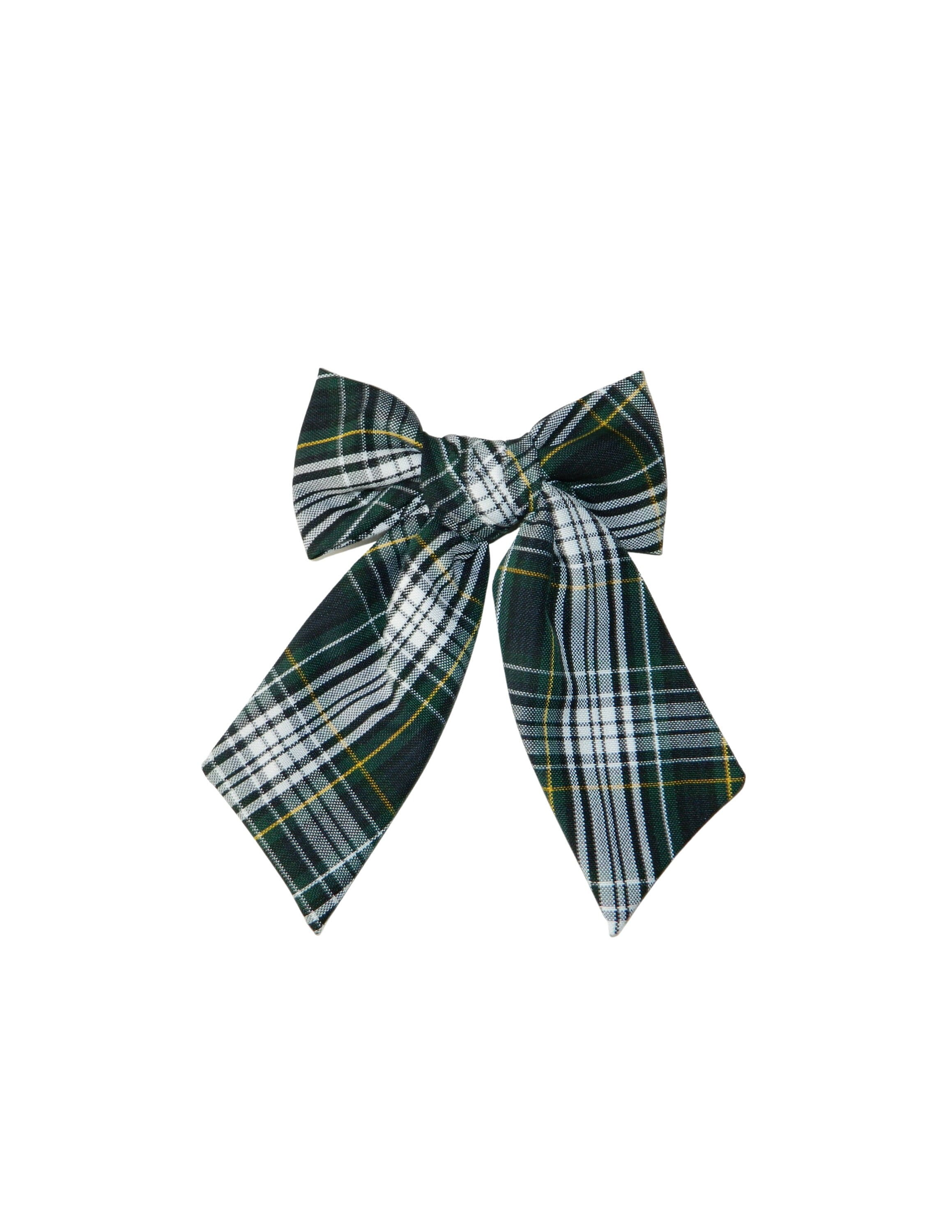 Forest, Navy, White & Yellow Plaid Shanna Hair Bow - School Uniform Plaid Bows, Plaid 61, Campbell Plaid, Plaid Hair Bows, School Plaid Bows