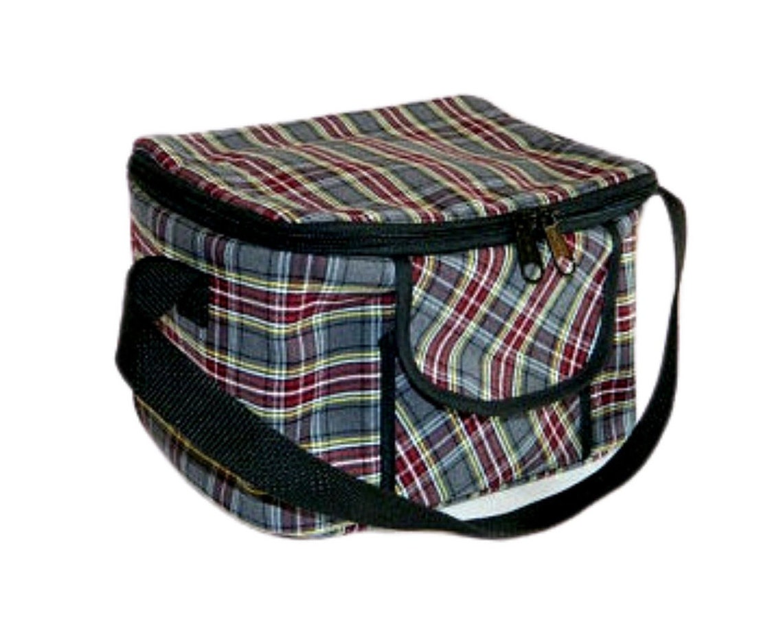 Burgundy Gray & Yellow Plaid Backpack Plaid 43 School Etsy