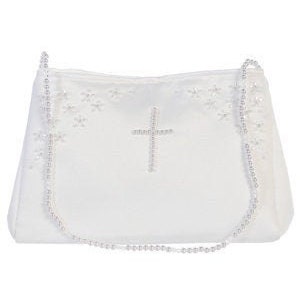 Girl's White Pearl Cross Purse Girl's Communion Purse, Girl's Fancy White Purse, First Communion, 1st Communion, 1st Communion Purse image 2