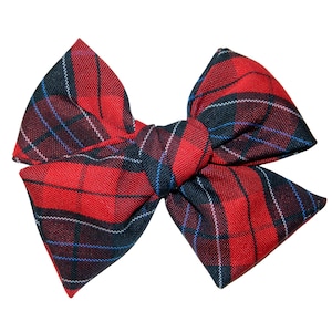 Red, Navy & Blue Plaid 94 Butterfly Hair Bow - School Uniform Plaid Hair Bows, Red and Navy Plaid Hair Bows, Woodland Plaid, School Plaid 94
