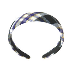 Purple, White, & Black 1.5" Headband - Purple Plaid, Plymouth Plaid, Plaid 2M, Purple Plaid Headbands, School Uniform headbands