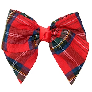 Classic Red Plaid 68 Hair Bow - Plaid Hair Bows, Red Plaid Hair Bows, School Plaid 68, Royal Stewart Bows, School Uniform Plaid Hair Bows