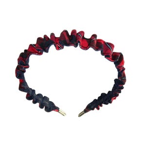 Red, Navy & White Plaid 65 Ruffle Headband - School Uniform Headbands, Liberty Plaid, Plaid Headbands, School Plaid 65, Red and Navy Plaid
