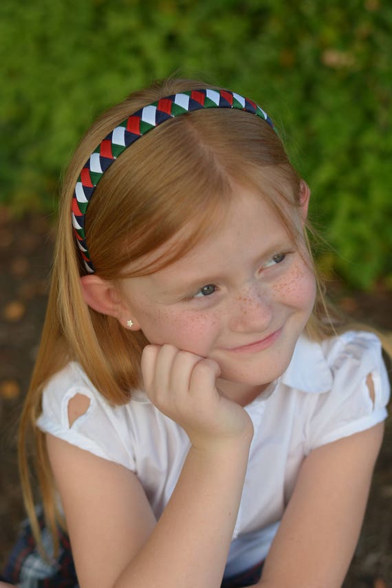 Woven Red, Green, and White headband. Red Green and White Headband, Christmas Headband, Winter  main image 2