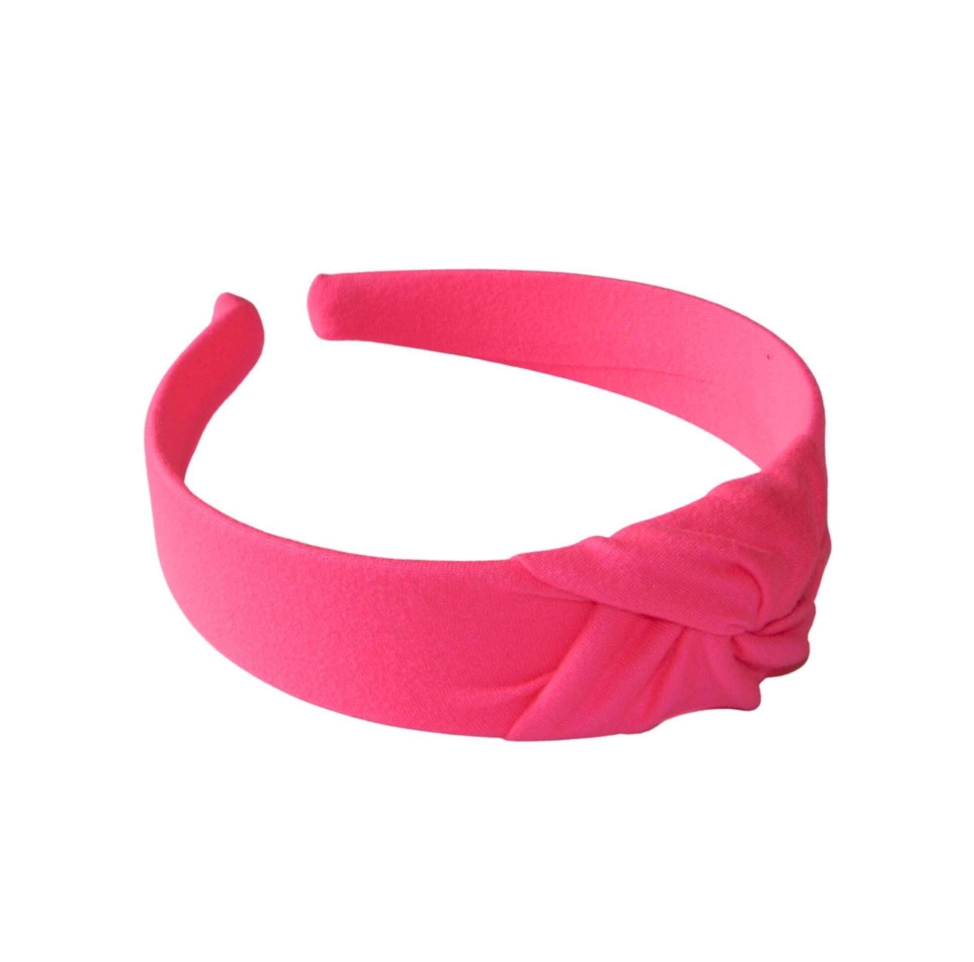 Neon Pink Top Knot Headband - Neon Pink Headbands, Girl
