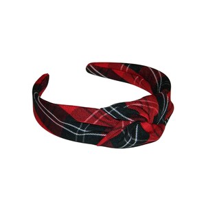Red & Black Plaid 70 Top Knot Headband - School Uniform Headbands, Plaid 70, Ward Plaid, School Plaid Top Knot Headbands, Top Knot Headbands