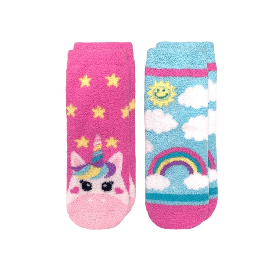 Unicorns & Rainbows Set of 2 Non Skid Socks Girl's | Etsy