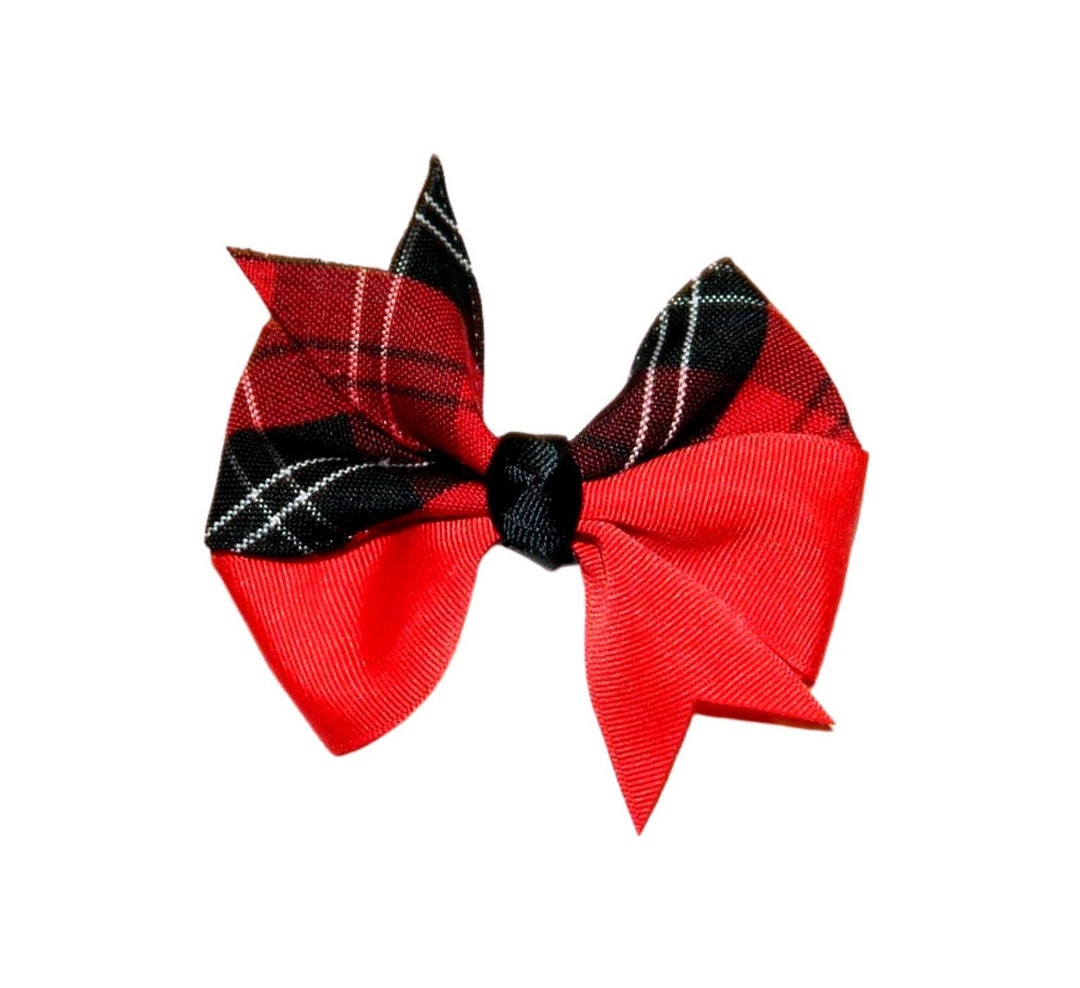 Red & Black Plaid Split Pinwheel Hair Bow School Uniform Etsy UK