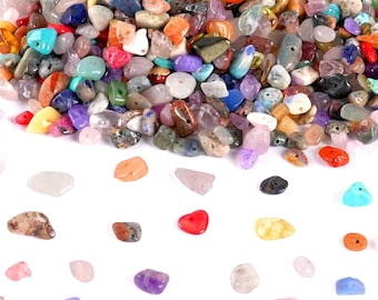 Koraliki z naturalnego kamienia łupanego 500 szt. wielokolorowe, 5-8 mm, z wierconymi kamieniami szlachetnymi do samodzielnego wykonania biżuterii, bransoletki, naszyjnika