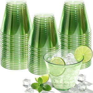 Verpakking van 50 groene cocktailglazen zonder steel van 260 ml, wegwerp drinkgerei voor feestjes