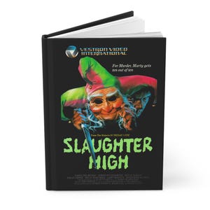 Carnet cartonné haute taille A5 Slaughter | Art d'horreur rétro des années 1980, cadeau stationnaire VHS