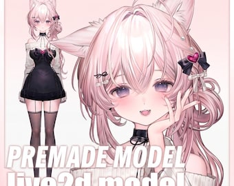 Live2D VTuber Model Premade + Streaming Overlay | Anime Fox Girl Avatar for VTube Studio