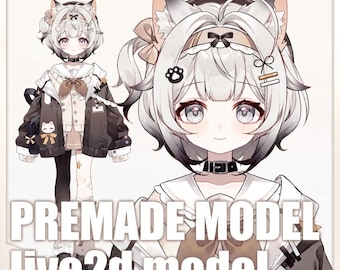 Custom Live2D VTuber Model | Siamese Cat JK Girl Avatar | Premade VTuber Models