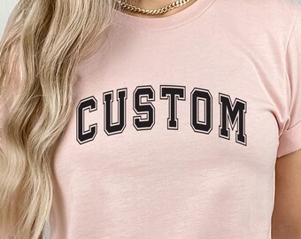 Camiseta unisex personalizada, camiseta gráfica con texto personalizado, conjunto personalizado de manga larga.