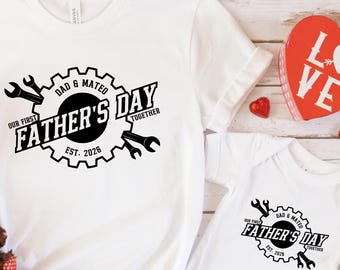 Camiseta personalizada para el Día del Padre, body a juego para papá y bebé, Nuestro primer día juntos