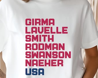 Camiseta estampada con los nombres de las jugadoras de la selección femenina de fútbol de EE. UU., camiseta para aficionados de EE. UU.