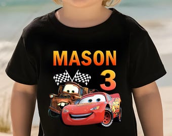Custom McQueen Birthday Boy T Shirt, Cars Theme Party Tee