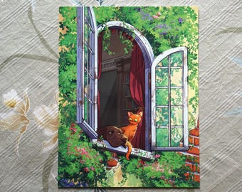 Dog and Cat Gentle Rest Art Print