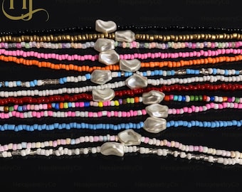 Handmade Colorful Seed Bead Necklace | Rainbow Beaded Choker Women | Tiny Glass Bead Choker | Boho Y2K Jewelry | Summer Necklace