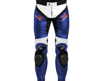 Handmade Black Suzuki GSX-S Leather Motorcycle Racing Pants Durable Biker Gear For Unisex