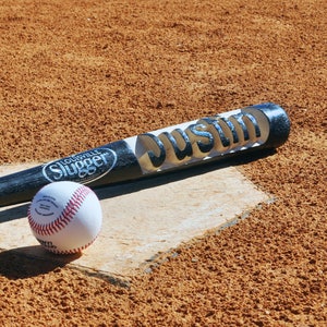 Authentic Louisville Slugger Personalized Baseball Bat - Black Sports Little League Wood Carved Birthday Gift Christmas Team Gift