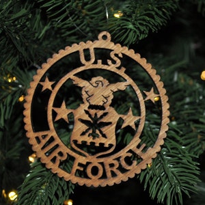 Military Ornaments - Army Air Force Marine Navy Wood Plaque Sign Christmas Gift Military United States US Custom Carved Wooden Service Gift
