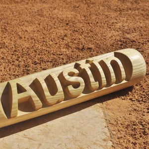 Authentic 34&quot; Louisville Slugger Personalized Baseball Bat - Natural Sports Little League Wood Carved Birthday Gift Christmas Team Gift